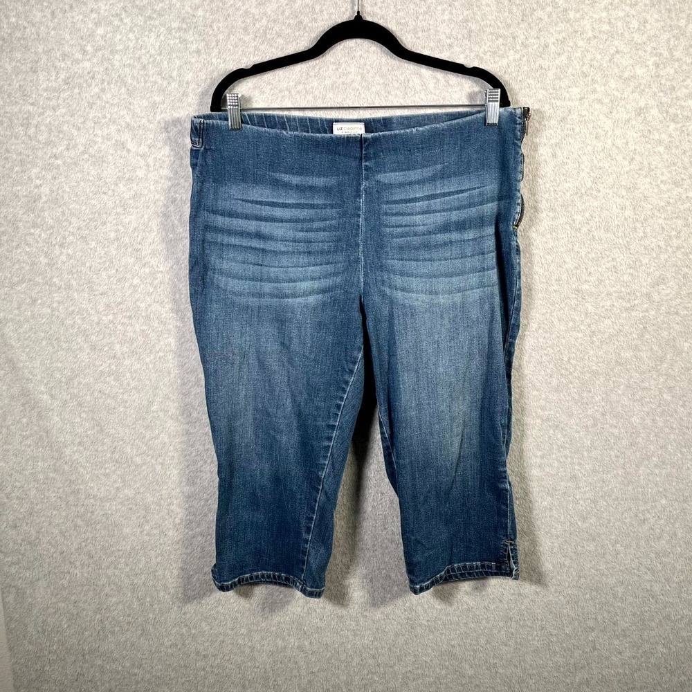 Liz Claiborne Simply Liz Jeans Womens 16 Blue Denim Cotton Light‎ Wash Pull On